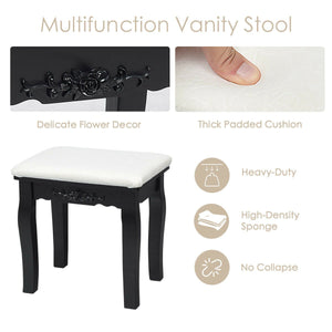 10 Dimmable Lights Vanity Table Set with Lighted Mirror and Cushioned Stool-Black view 5