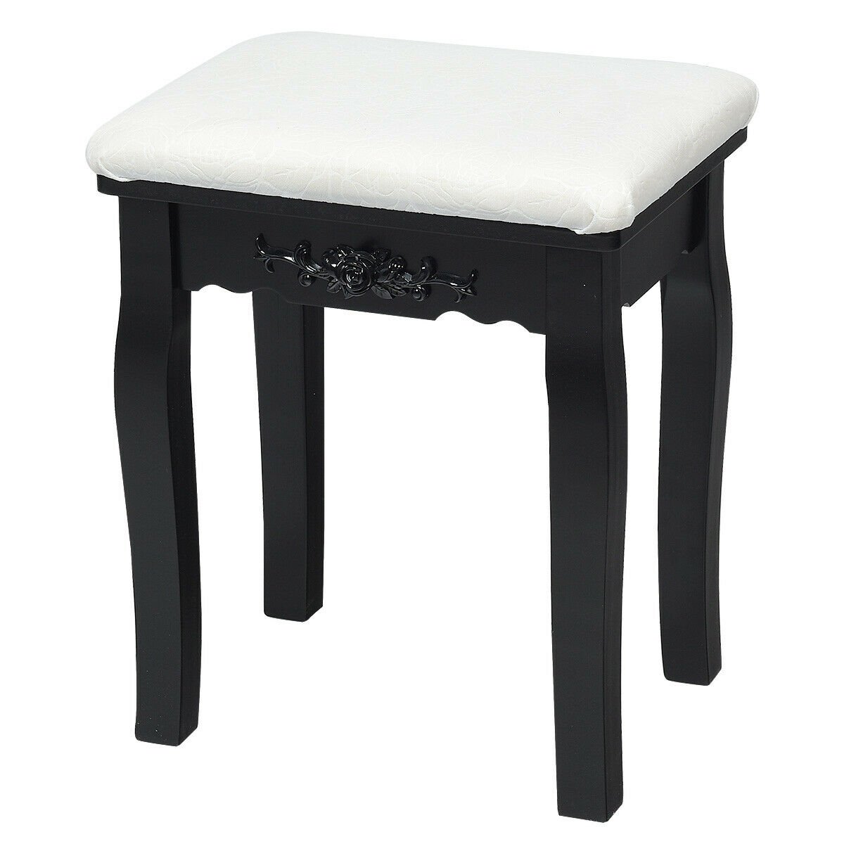 10 Dimmable Lights Vanity Table Set with Lighted Mirror and Cushioned Stool-Black view 8