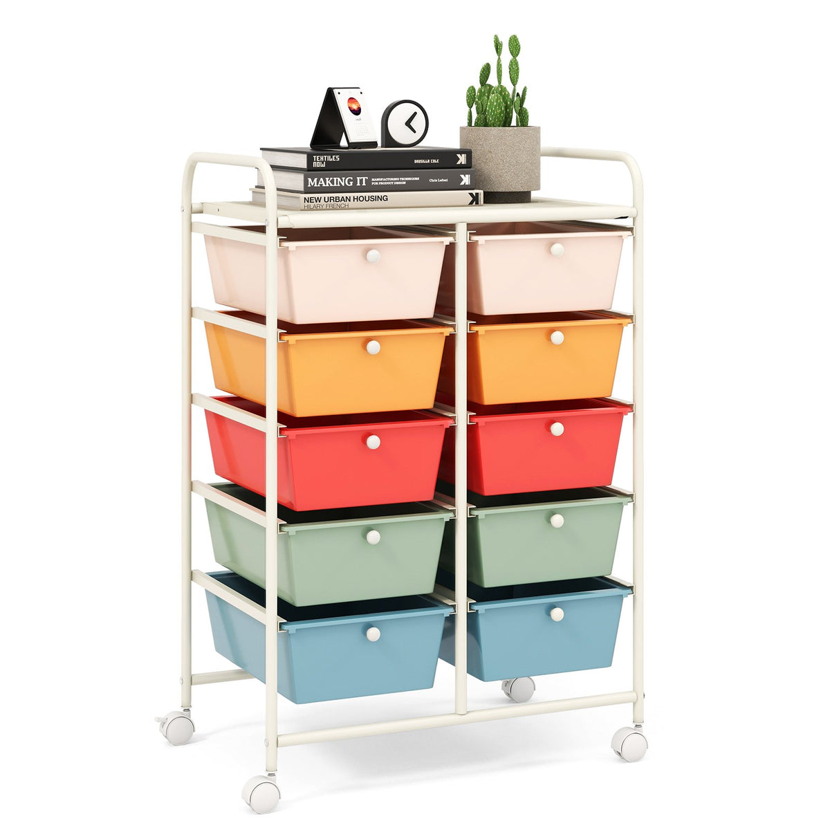 10-Drawer Rolling Storage Cart-Multicolor view 7