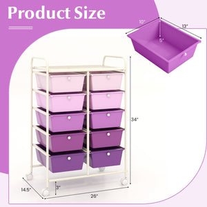10-Drawer Rolling Storage Cart-Purple view 5