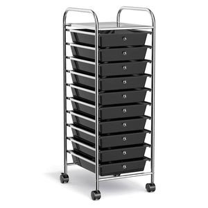 10 Drawer Rolling Storage Cart Organizer with 4 Universal Casters-Black view 6