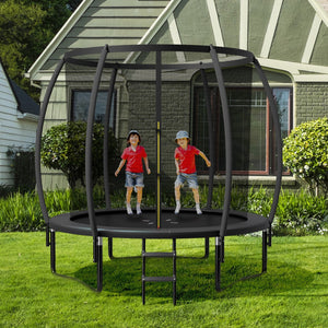 10 Feet ASTM Approved Recreational Trampoline with Ladder-Black view 2