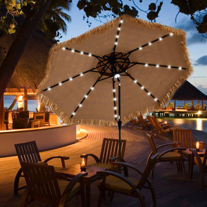 10 Feet Hawaiian Style Solar Lighted Thatched Tiki Patio Umbrella view 2