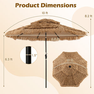 10 Feet Hawaiian Style Solar Lighted Thatched Tiki Patio Umbrella view 4