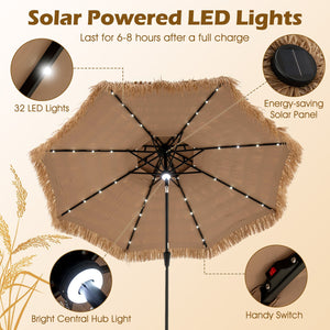 10 Feet Hawaiian Style Solar Lighted Thatched Tiki Patio Umbrella view 8