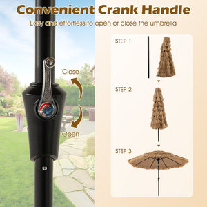 10 Feet Hawaiian Style Solar Lighted Thatched Tiki Patio Umbrella view 9