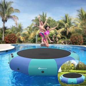 10 Feet Inflatable Splash Padded Water Bouncer Trampoline-Blue view 3