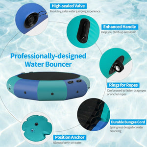 10 Feet Inflatable Splash Padded Water Bouncer Trampoline-Blue view 9