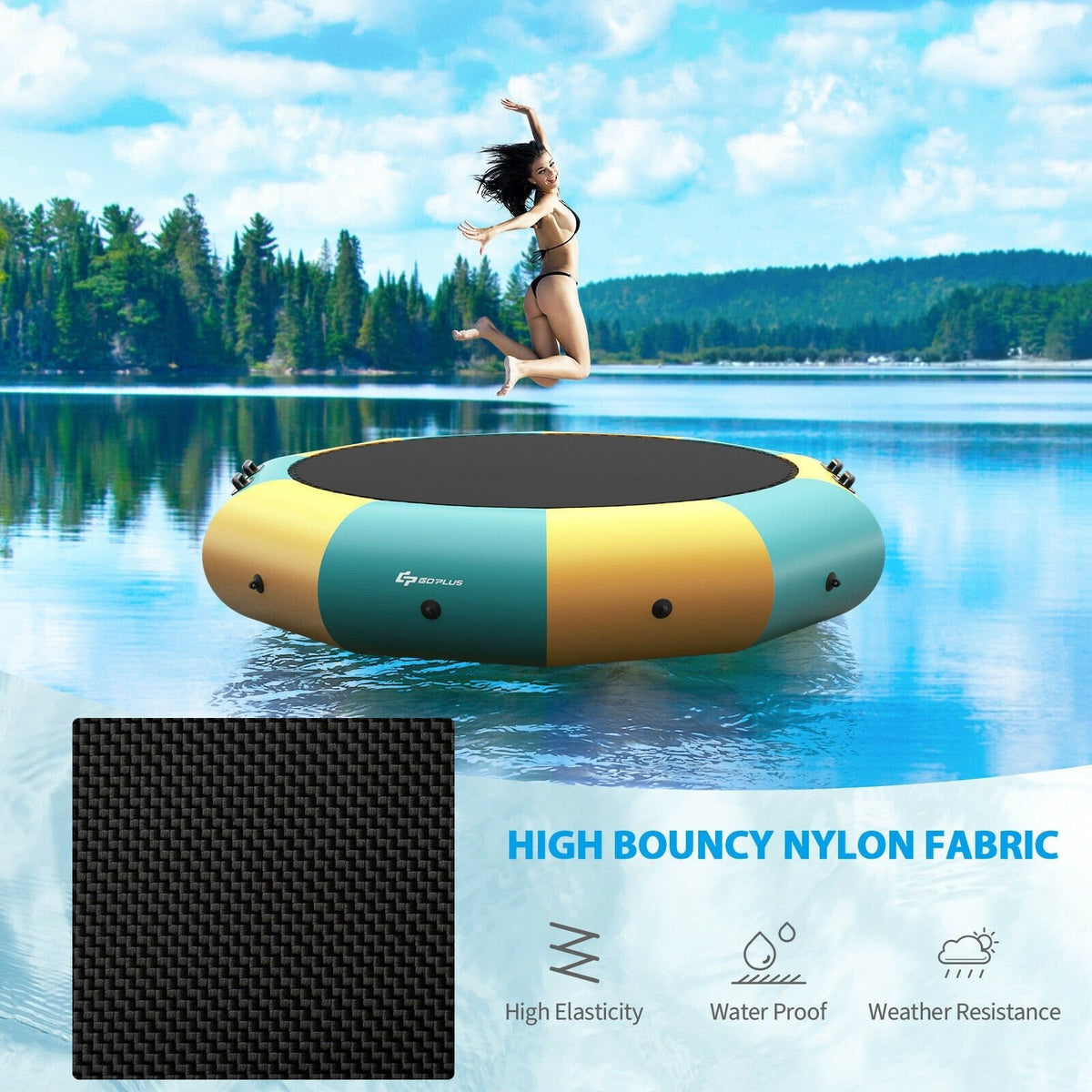 10 Feet Inflatable Splash Padded Water Bouncer Trampoline-Yellow view 8