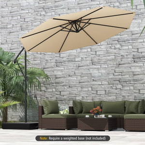 10 Feet Offset Hanging Umbrella with Base and Infinite Tilt-Beige view 2
