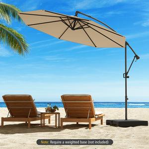10 Feet Offset Hanging Umbrella with Base and Infinite Tilt-Beige view 3