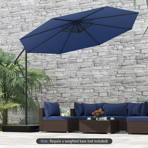 10 Feet Offset Hanging Umbrella with Base and Infinite Tilt-Gray view 6