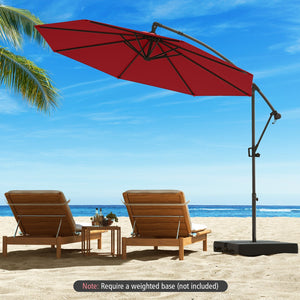 10 Feet Offset Hanging Umbrella with Base and Infinite Tilt-Wine view 3