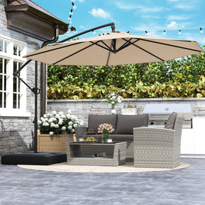10 Feet Offset Hanging Umbrella with Base Patio Cantilever Umbrella with Tilt-Beige view 3