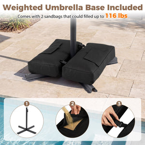 10 Feet Offset Hanging Umbrella with Base Patio Cantilever Umbrella with Tilt-Taupe view 9