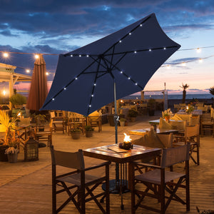 10 Feet Outdoor Patio umbrella with Bright Solar LED Lights-Dark Blue view 8