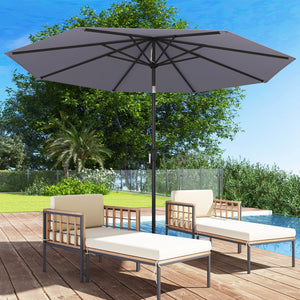 10 Feet Outdoor Patio Umbrella with Tilt Adjustment and Crank-Gray view 2