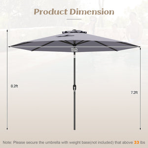 10 Feet Outdoor Patio Umbrella with Tilt Adjustment and Crank-Gray view 4