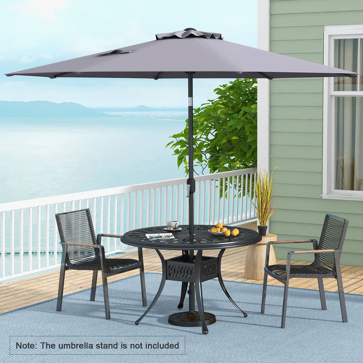 10 Feet Outdoor Patio Umbrella with Tilt Adjustment and Crank-Gray view 5