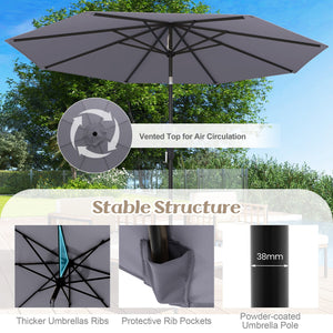 10 Feet Outdoor Patio Umbrella with Tilt Adjustment and Crank-Gray view 6