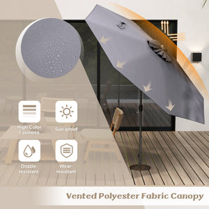 10 Feet Outdoor Patio Umbrella with Tilt Adjustment and Crank-Gray view 8