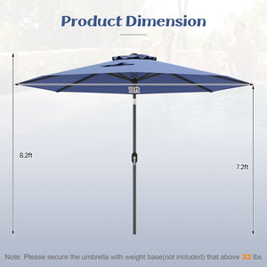 10 Feet Outdoor Patio Umbrella with Tilt Adjustment and Crank-Navy view 4