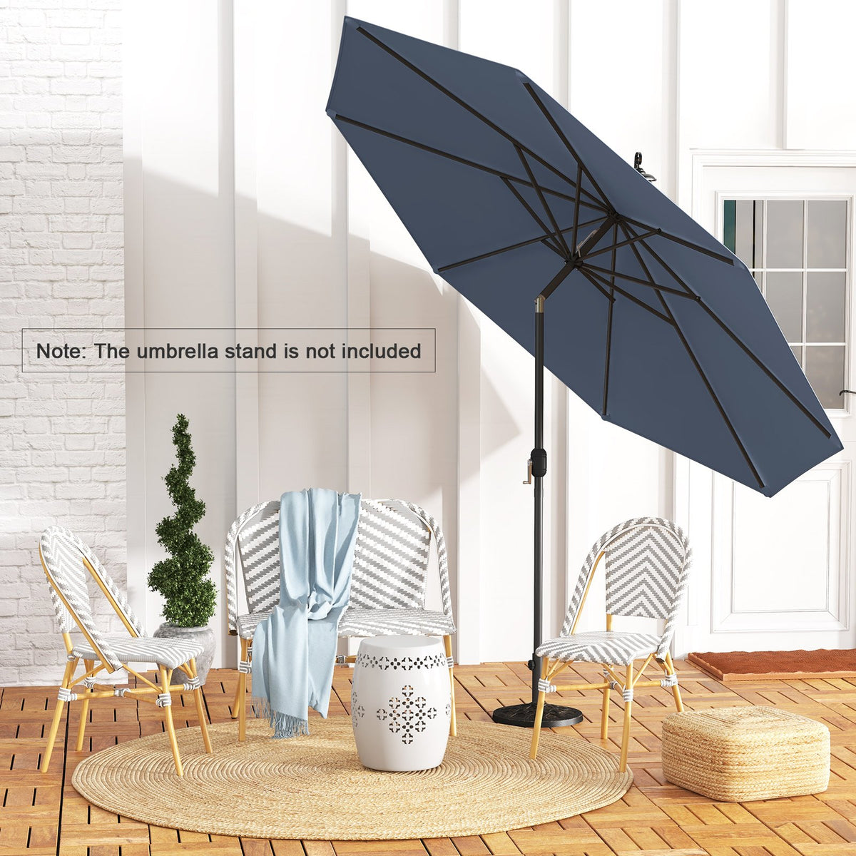 10 Feet Outdoor Patio Umbrella with Tilt Adjustment and Crank-Navy view 5