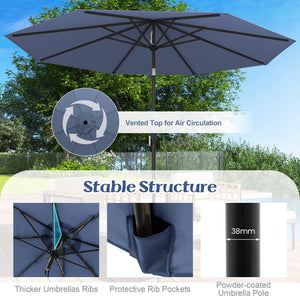 10 Feet Outdoor Patio Umbrella with Tilt Adjustment and Crank-Navy view 8