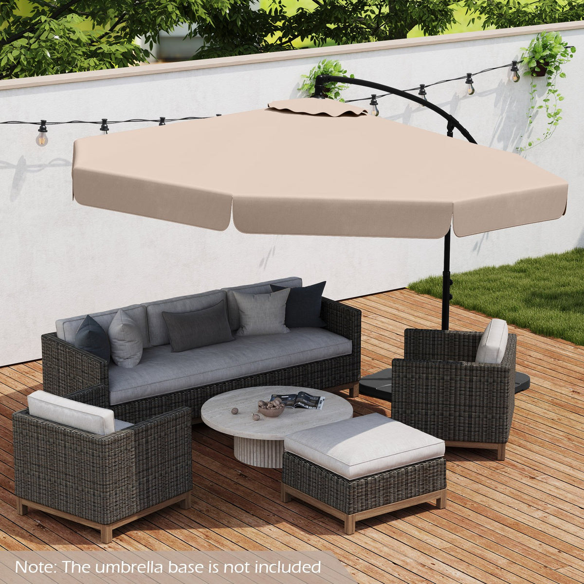 10 Feet Patio Cantilever Umbrella with Cover Tilt Adjustment and Ruffled Edge-Beige view 2