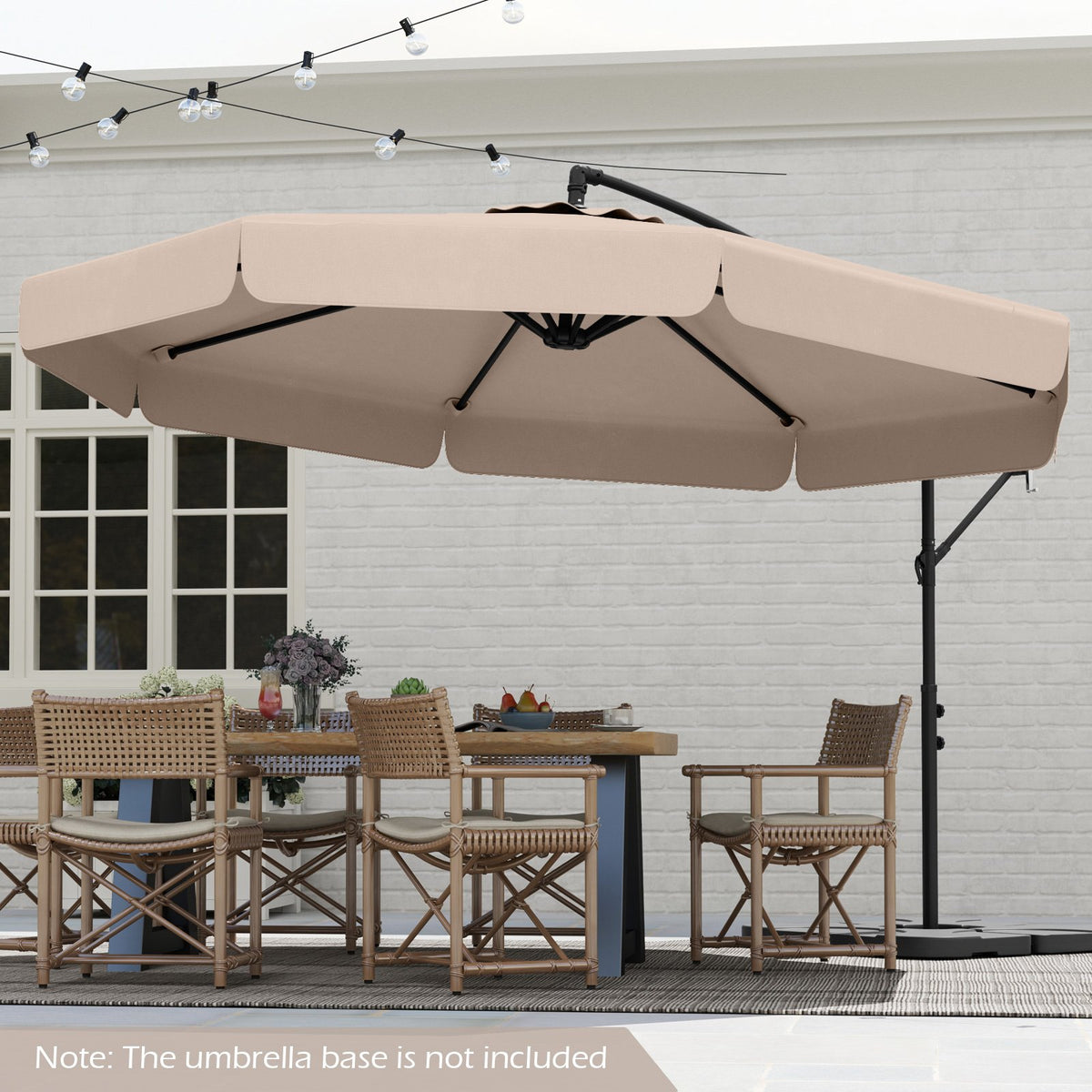 10 Feet Patio Cantilever Umbrella with Cover Tilt Adjustment and Ruffled Edge-Beige view 5