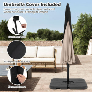 10 Feet Patio Cantilever Umbrella with Cover Tilt Adjustment and Ruffled Edge-Beige view 9