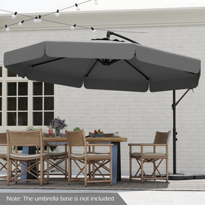 10 Feet Patio Cantilever Umbrella with Cover Tilt Adjustment and Ruffled Edge-Gray view 5
