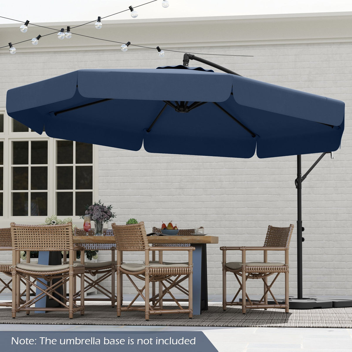 10 Feet Patio Cantilever Umbrella with Cover Tilt Adjustment and Ruffled Edge-Navy view 5