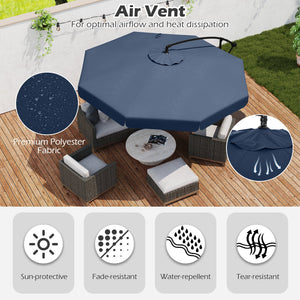 10 Feet Patio Cantilever Umbrella with Cover Tilt Adjustment and Ruffled Edge-Navy view 8