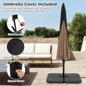 10 Feet Patio Cantilever Umbrella with Cover Tilt Adjustment and Ruffled Edge-Taupe view 9