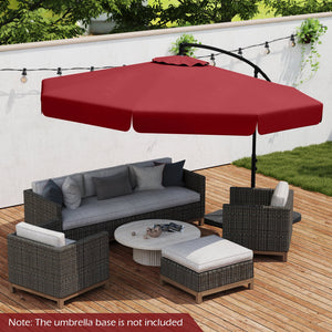 10 Feet Patio Cantilever Umbrella with Cover Tilt Adjustment and Ruffled Edge-Wine view 2
