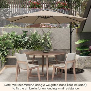 10 Feet Patio Offset Umbrella with 112 Solar-Powered LED Lights-Beige-Beige view 2