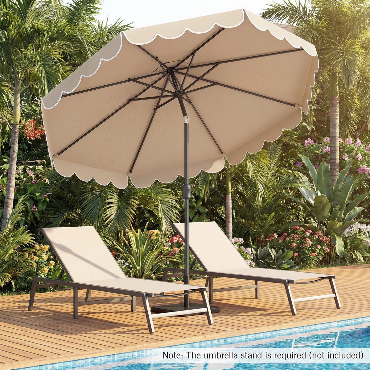 10 Feet Patio Umbrella Outdoor Market Umbrella with Crank Tilt Adjustment-Beige view 2