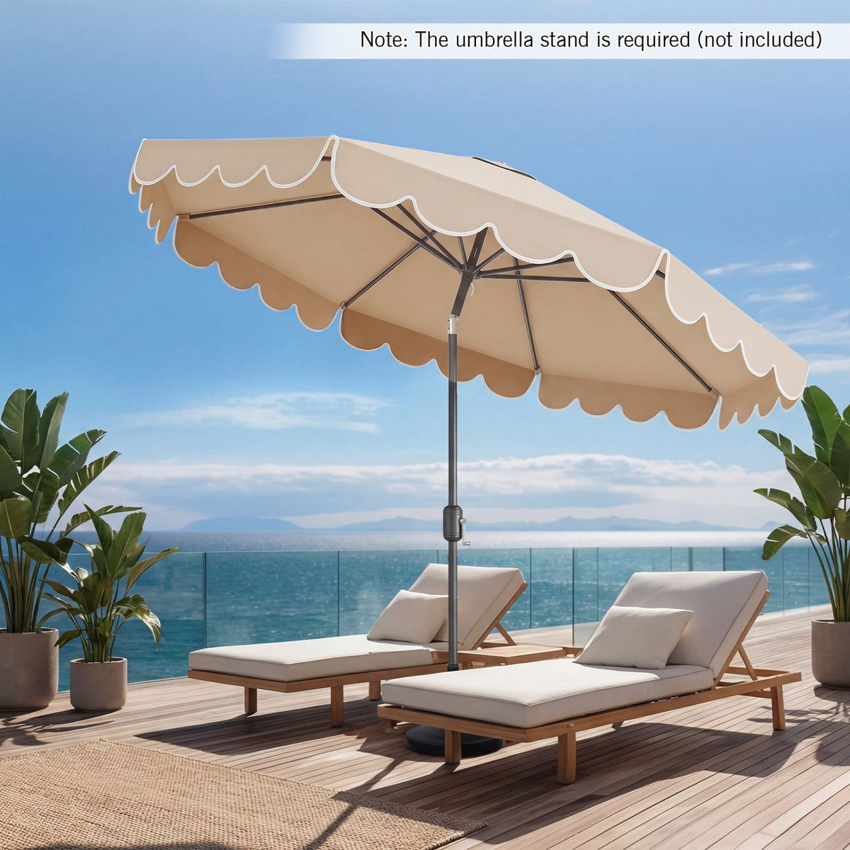 10 Feet Patio Umbrella Outdoor Market Umbrella with Crank Tilt Adjustment-Beige view 3
