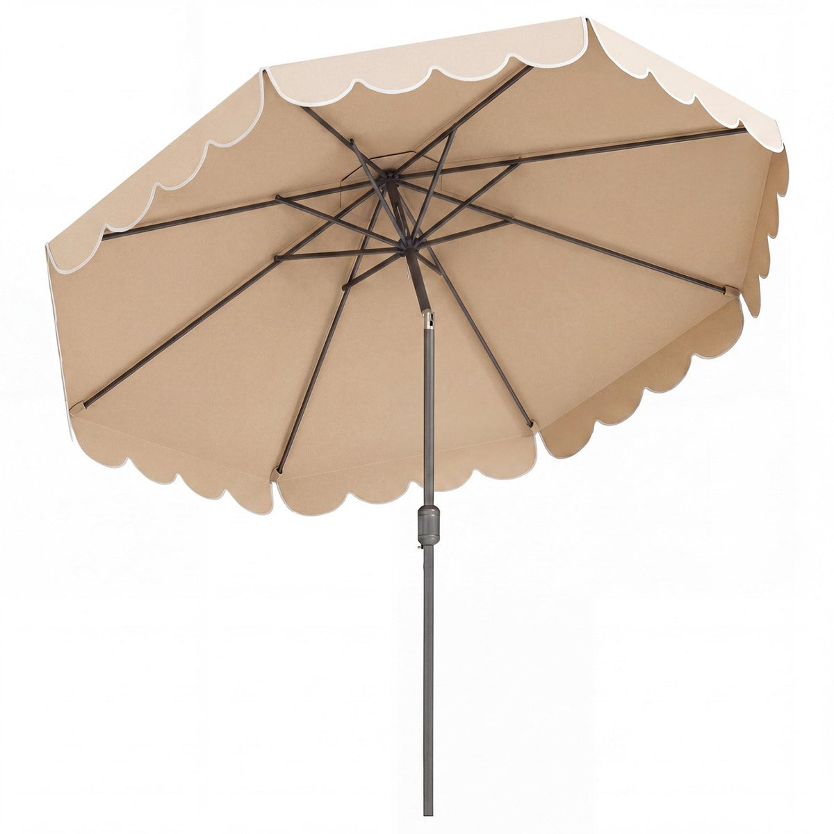 10 Feet Patio Umbrella Outdoor Market Umbrella with Crank Tilt Adjustment-Beige view 4