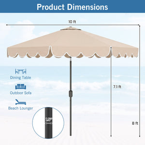 10 Feet Patio Umbrella Outdoor Market Umbrella with Crank Tilt Adjustment-Beige view 5