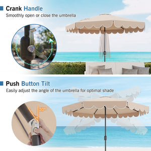 10 Feet Patio Umbrella Outdoor Market Umbrella with Crank Tilt Adjustment-Beige view 7