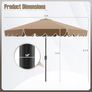 10 Feet Patio Umbrella Outdoor Market Umbrella with Crank Tilt Adjustment-Brown view 5