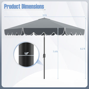 10 Feet Patio Umbrella Outdoor Market Umbrella with Crank Tilt Adjustment-Gray view 5