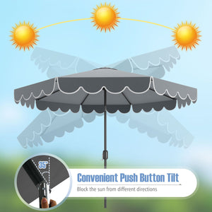 10 Feet Patio Umbrella Outdoor Market Umbrella with Crank Tilt Adjustment-Gray view 9