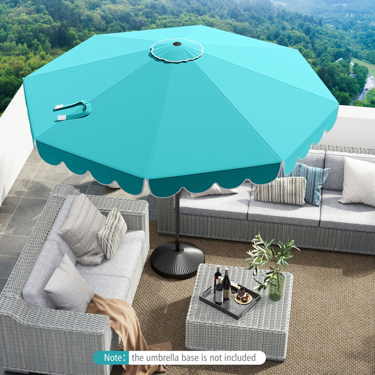 10 Feet Patio Umbrella Outdoor Market Umbrella with Crank Tilt Adjustment-Turquoise view 2