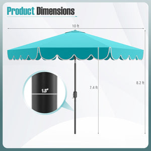10 Feet Patio Umbrella Outdoor Market Umbrella with Crank Tilt Adjustment-Turquoise view 5