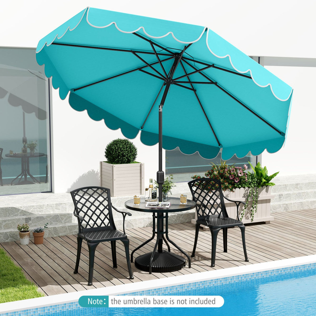 10 Feet Patio Umbrella Outdoor Market Umbrella with Crank Tilt Adjustment-Turquoise view 6