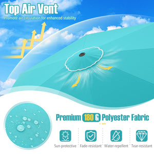 10 Feet Patio Umbrella Outdoor Market Umbrella with Crank Tilt Adjustment-Turquoise view 8