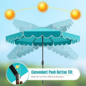 10 Feet Patio Umbrella Outdoor Market Umbrella with Crank Tilt Adjustment-Turquoise view 9